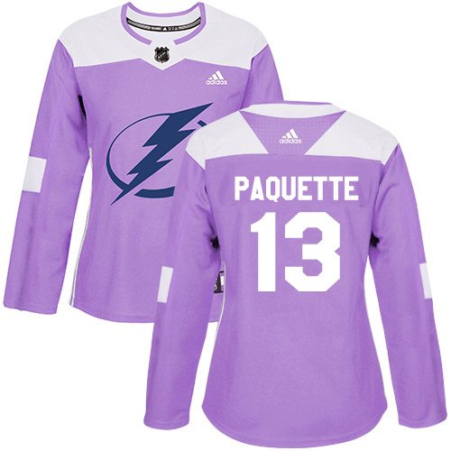 Adidas Tampa Bay Lightning #13 Cedric Paquette Purple Authentic Fights Cancer Women Stitched NHL Jersey->women nhl jersey->Women Jersey